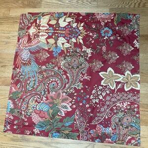 1 Pottery Barn Clara Palampore Euro Sham Bird Paisley Floral Botanical Deep Red